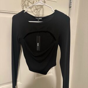 Fashion Nova Elegant Black Long Sleeve Top